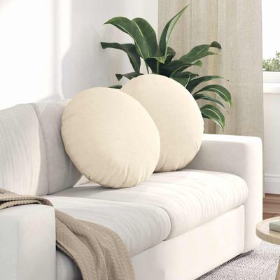 vidaXL Vankúše na sedenie 2 pcs Krémová Ø50 x 19 cm Kordúrová tkanina