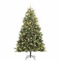 vidaXL Umelý vianočný stromček s pniškami Zelená 180 cm PVC a PE a kov