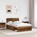 vidaXL Rám postele Staré drevo 135 x 190 cm Masívne borovicové drevo
