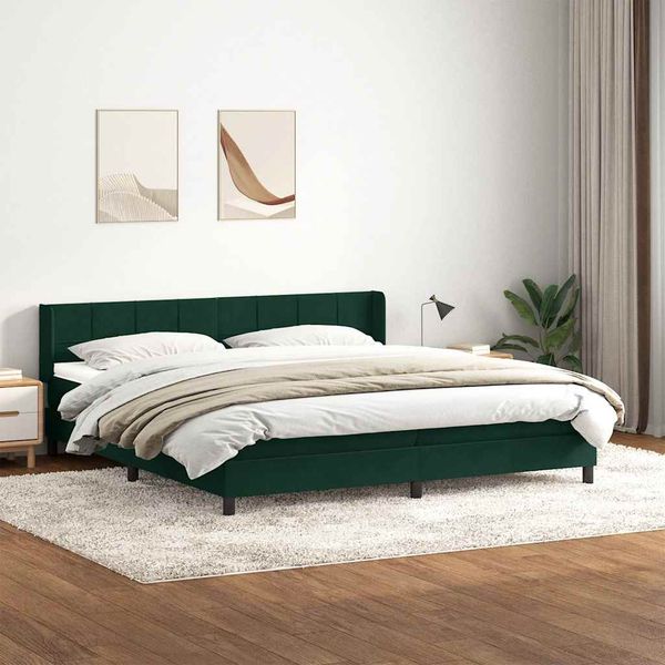vidaXL Posteľný rám boxsping s matracom tmavozelený 180x210 cm zamat
