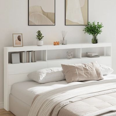 vidaXL Skrinka na čelo postele s LED biela 220x17x102 cm
