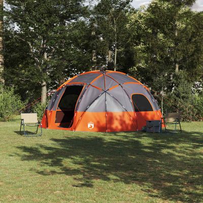 vidaXL Dómový stan so strechou Šedá a oranžová 475 x 475 x 235 cm taft
