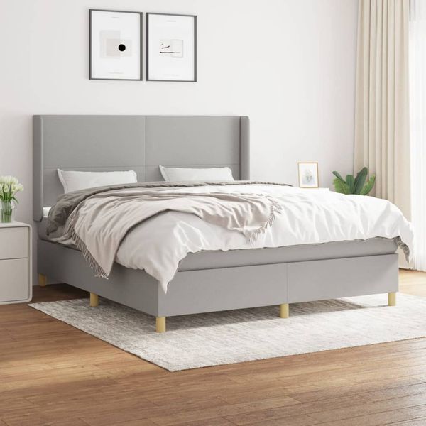 vidaXL Boxspring posteľ s matracom svetlosivá 100x200 cm látka