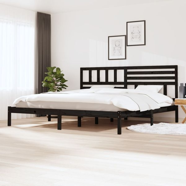 vidaXL Posteľný rám čierny borovicový masív 200x200 cm