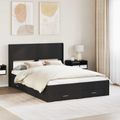 vidaXL Posteľový rám s úložným priestorom a čelom Čierna 135 x 190 cm