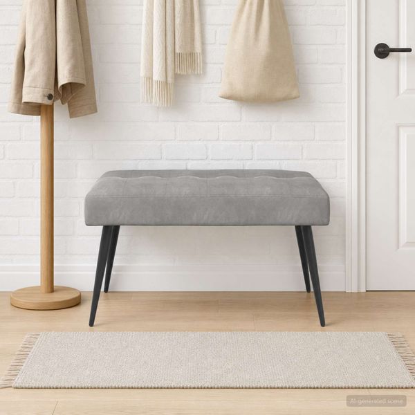 vidaXL Lavica s gombíkovým prešívaním Svetlosivá 80 x 40 x 46 cm Zamat