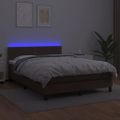 vidaXL Boxspring posteľ s matracom a LED hnedá 140x190 cm umelá koža