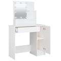 vidaXL Toaletný stolík s LED biely 86,5x35x136 cm