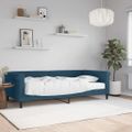 vidaXL Denná posteľ s matracom modrá 100x200 cm zamat