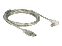 Kábel USB - USB (M) na USB typ B (M) - USB 2.0 - 2 m - 90° konektor - priehľadná