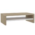 vidaXL Stojan na monitor biely a farby dubu sonoma 42x24x13 cm drevotrieska