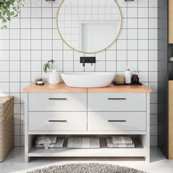 vidaXL Kúpeľňová doska bledohnedá 140x50x(2-4) cm ošetrený masív