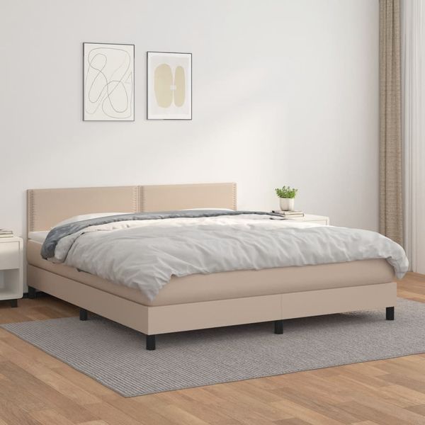 vidaXL Boxspring posteľ s matracom kapučínová 160x200 cm umelá koža