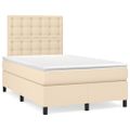 vidaXL Boxspring posteľ s matracom a LED krémová 120x190 cm látka