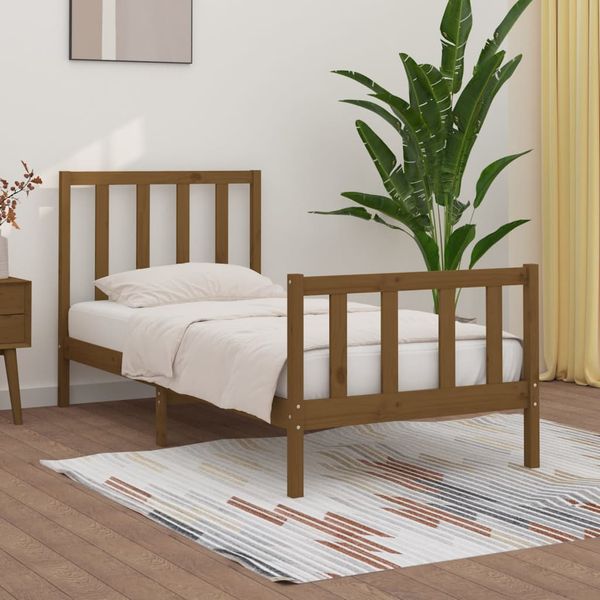 vidaXL Posteľný rám medový drevený masív 75x190cm malé jednolôžko