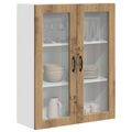 vidaXL Nástenný sklenený kabinet PORTO Remeselný dub 80 x 31 x 100 cm