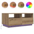 vidaXL Konferenčný stolík s LED svetlami dub artisan 90x49x40 cm