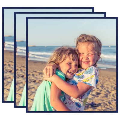 vidaXL Fotorámiky na stenu, koláž 3 ks, modré 50x50 cm, MDF