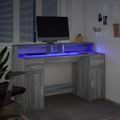 vidaXL Stôl s LED svetlami sivá sonoma 140x55x91 cm kompozitné drevo