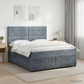 vidaXL LED boxspring posteľ s matracom Tmavosivá 140 x 190 cm Zamat