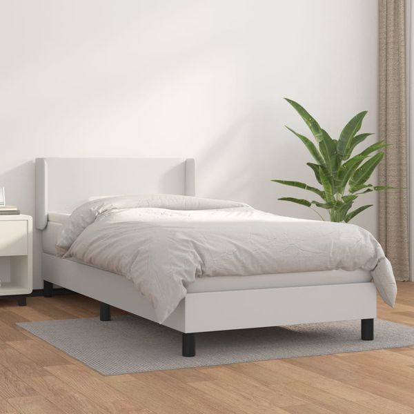 vidaXL Boxspring posteľ s matracom biela 80x200 cm umelá koža