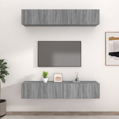 vidaXL TV skrinky 4 ks sivý dub sonoma 80x30x30 cm spracované drevo