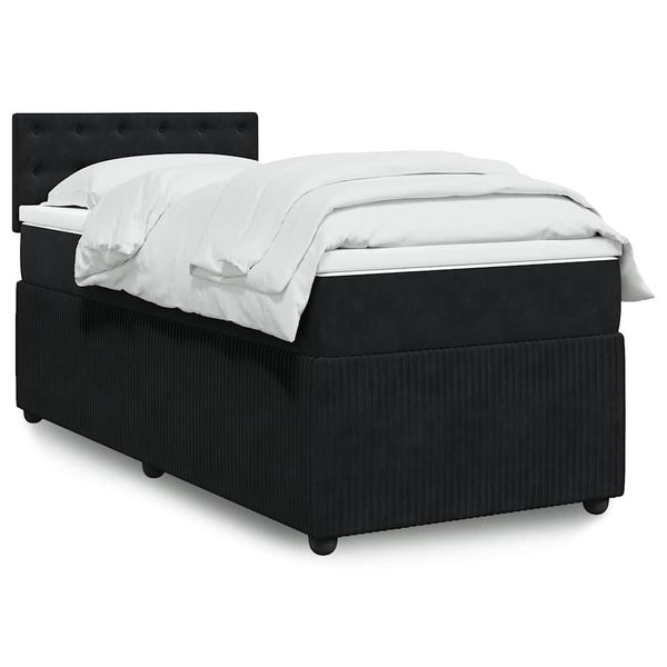 vidaXL Posteľný rám boxspring s matracom čierny 80x200 cm zamat