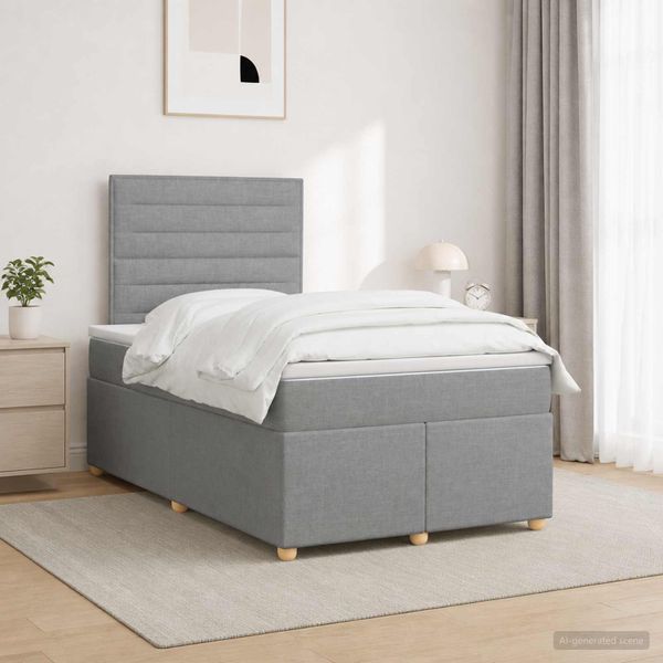 vidaXL Posteľ boxspring s matracom Svetlosivá 120 x 200 cm Látka