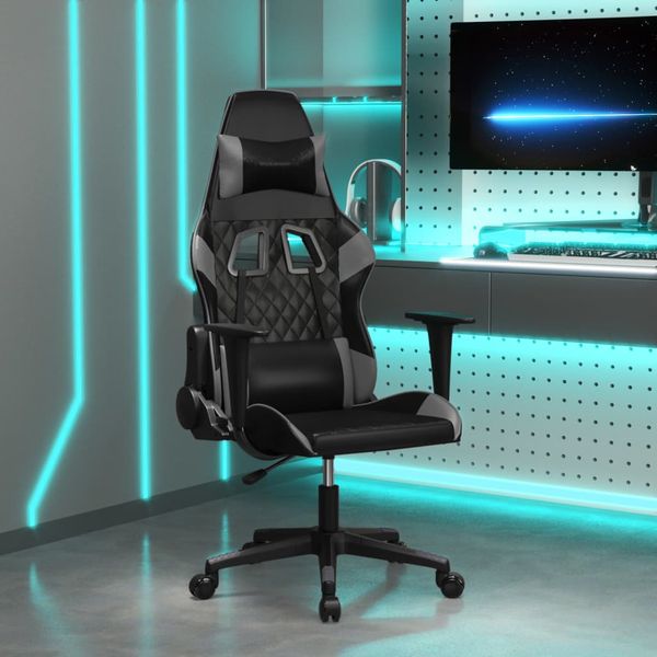 vidaXL Herná stolička čierna a sivá umelá koža