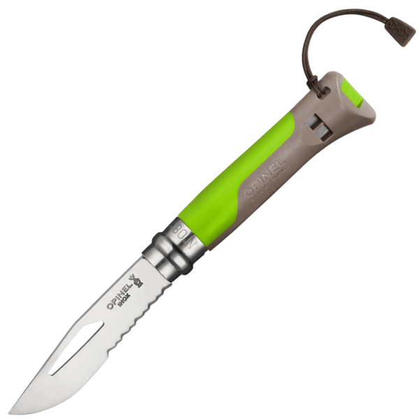 OPINEL 001715 VRI N°08 Inox Outdoor Earth/Greenvreckový nôž 8,5 cm, zeleno-hnedá, polymér, píšťalka