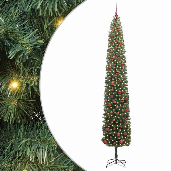 vidaXL Umelý vianočný stromček Zelená 270 cm PVC, oceľ a plast