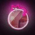 Neon MIRROR LED SLEEPING CAT white pink FMNE03 Forever Light