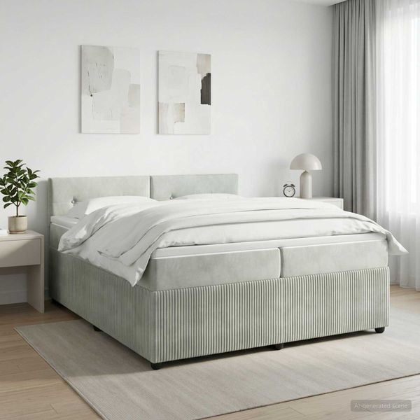 vidaXL Posteľ boxspring s matracom Svetlosivá 200 x 200 cm Zamat