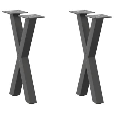 vidaXL Nohy konferenčného stolíka v tvare X, 2 ks, antracitové, 28 x (42-43) cm, oceľ