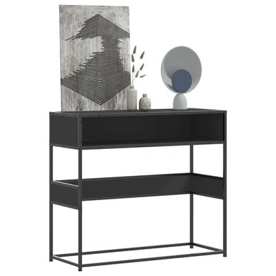 vidaXL Konzolový stolík čierna 90x35x80 cm kompozitné drevo