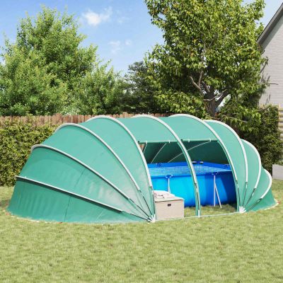 vidaXL Dómový stan na bazén 640 x 432 x 205 cm Morská zelená