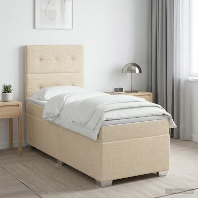 vidaXL Posteľ boxspring s matracom Krémová 90 x 200 cm Látka