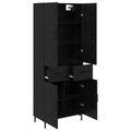 vidaXL Highboard Čierny dub 69,5 x 34 x 180 cm Kompozitné drevo