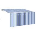vidaXL Sklopná markíza Modrá a biela 300 x 200 cm Polyester a hliník