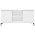 vidaXL TV stolík kovové nohy biely 103,5x35x50 cm