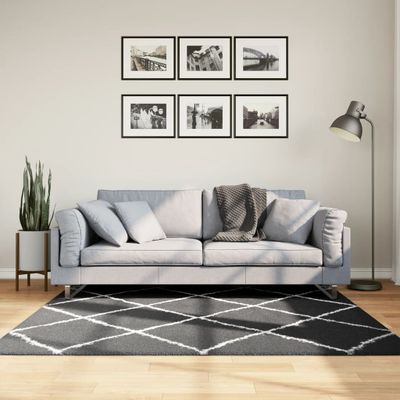 vidaXL Shaggy koberec PAMPLONA, vysoký vlas, čierno krémový 160x160 cm