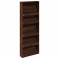 vidaXL Botník so zrkadlom 5-poschodový hnedý dub 63x17x169,5 cm