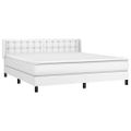 vidaXL Boxspring posteľ s matracom biela 160x200 cm umelá koža