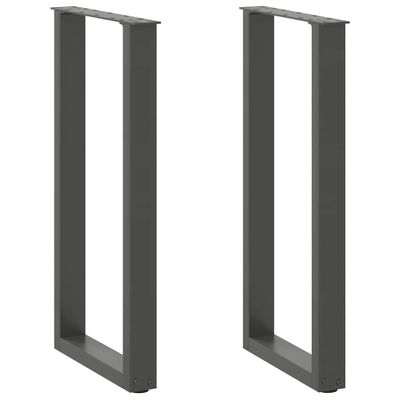 vidaXL Nohy ku konzolovému stolíku v tvare U, 2 ks, antracitové, 28 x (72-73) cm, oceľ