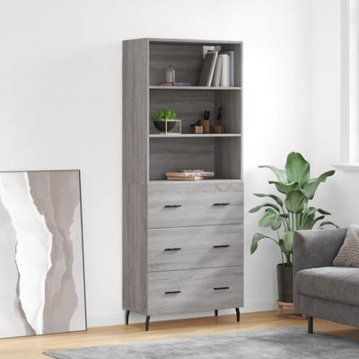 vidaXL Vysoká skrinka sivý dub sonoma 69,5x34x180 cm spracované drevo