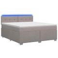 vidaXL Posteľ s boxspringom a matracom a LED Sivohnedá 180 x 200 cm