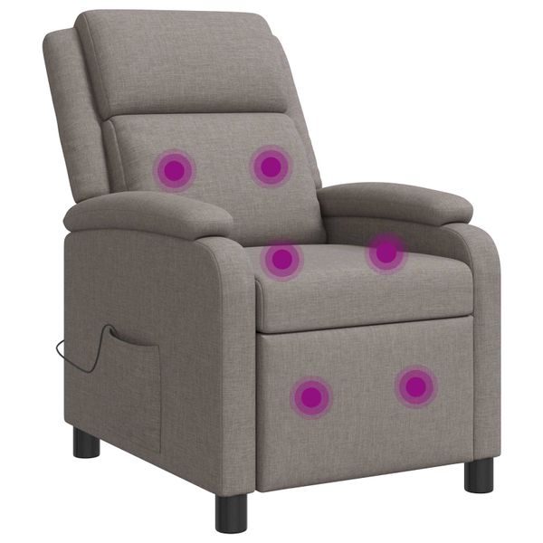vidaXL Masážne relaxačné kreslo Sivohnedá Látka