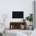 vidaXL TV skrinka dymový dub 100x35x40 cm spracované drevo