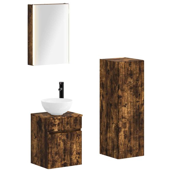 vidaXL Sada kúpeľňového nábytku 4 pcs Dymový dub