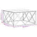 vidaXL Konferenčný stolík strieborný 80x80x40 cm nerezová oceľ a sklo